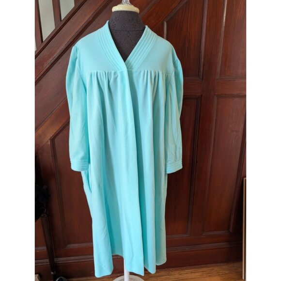 Vintage Vanity Fair XXL Light Blue Robe With Quilted Collar - Picture 1 of 11